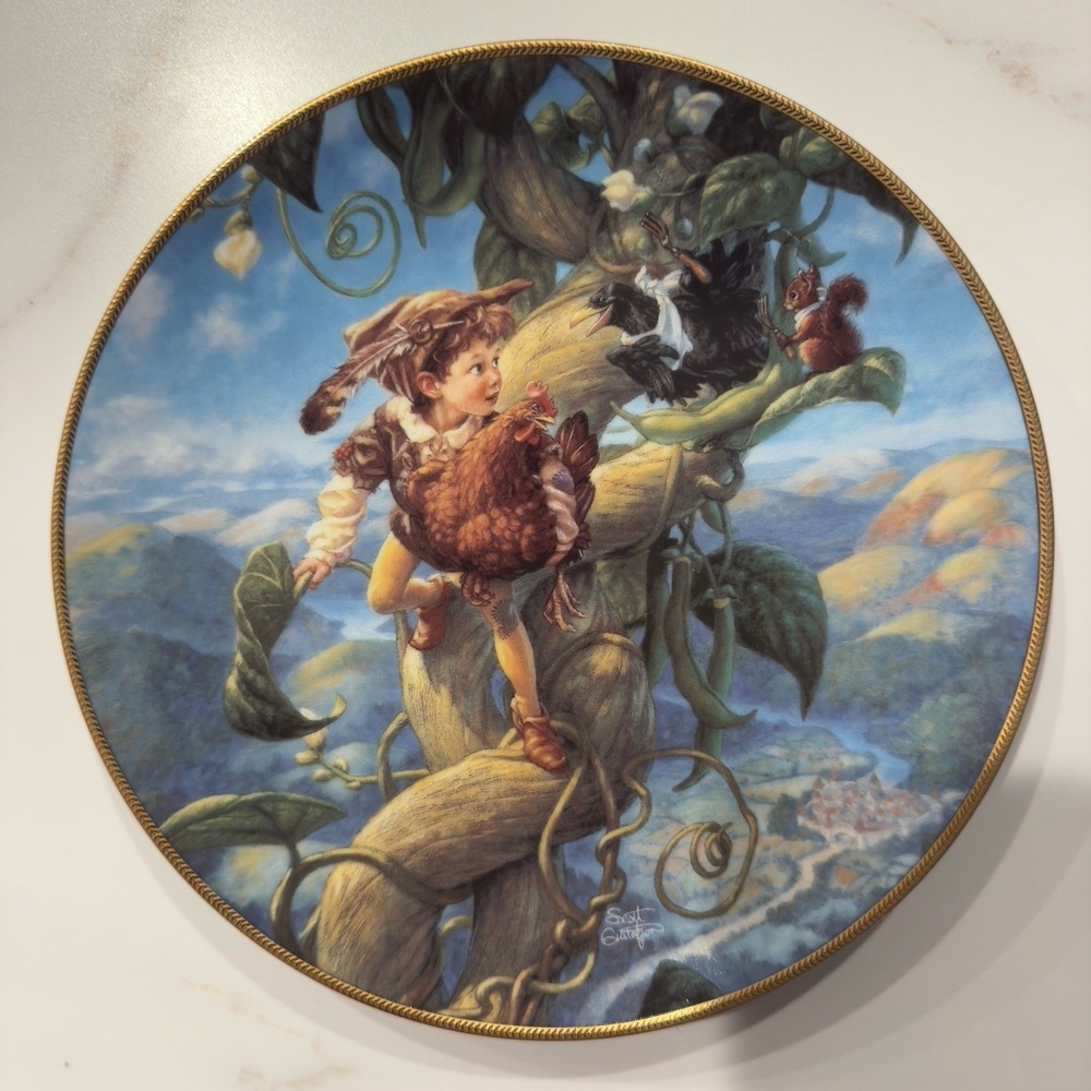 Edwin‎ Knowles Fairytale Plate Jack and The Beanstalk 1992 with Certificate Mint